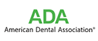 The image is a logo with the text  ADA  prominently displayed, indicating it is related to American Dental Association.