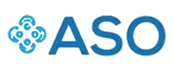 The image is a logo with the text ASO prominently displayed in bold, capitalized letters.
