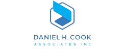 The image displays a logo with a stylized letter D in blue, followed by a name Daniel M. Cooks and contact information underneath.