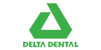 The image features a logo consisting of an abstract design with a green triangle and a white circle, resembling a recycling symbol, placed within a larger green triangle. Below the logo, there is text that reads DEL DENTAL, which translates to FROM THE DENTIST.